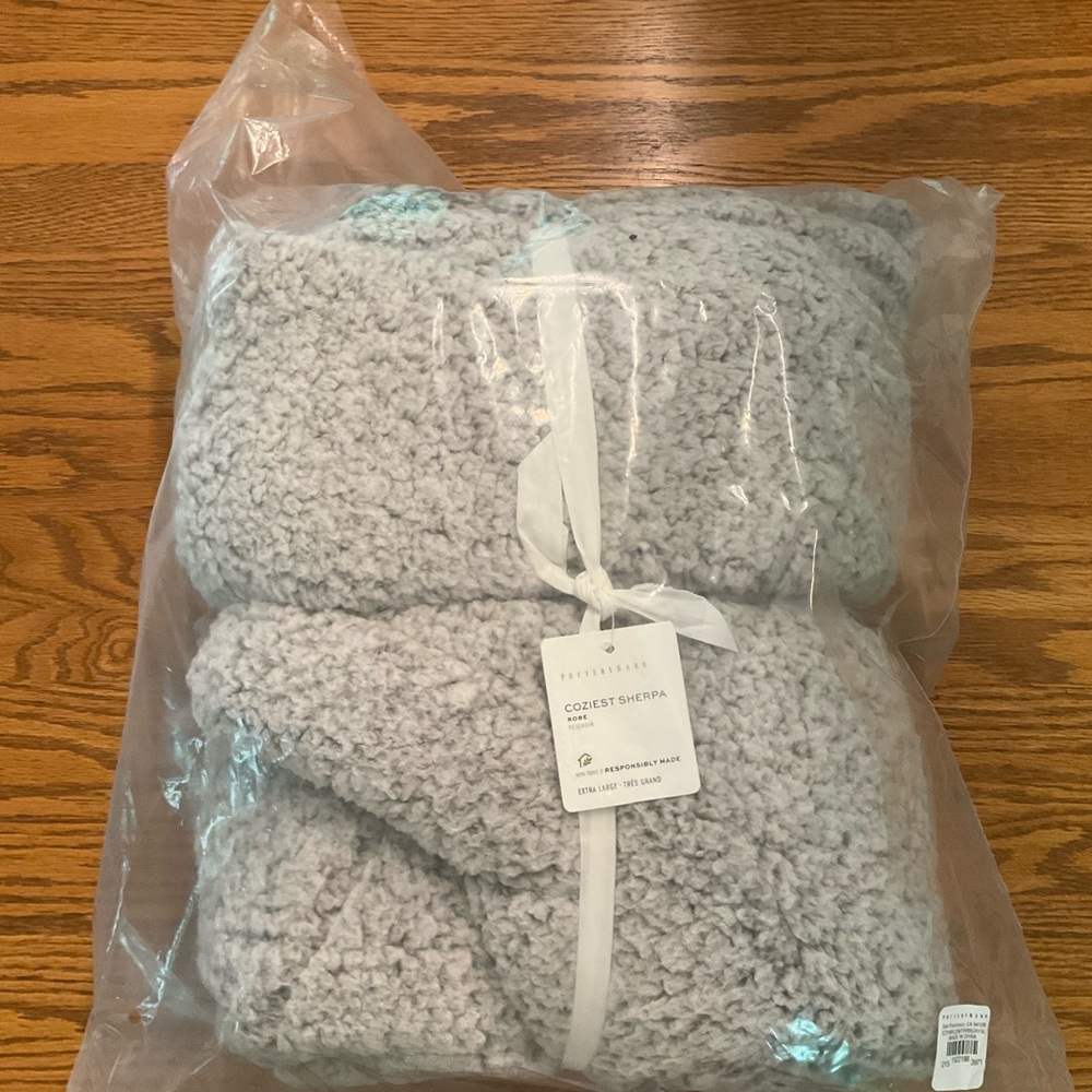 Pottery Barn Light Gray Sherpa Robe